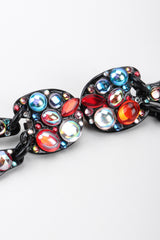 Recess Los Angeles Vintage Bill Schiffer Abstract Beaded Dangle Black Earrings Rhinestone Multicolored