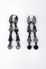 Recess Los Angeles Vintage Bill Schiffer Abstract Beaded Dangle Black Earrings Rhinestone Multicolored