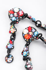 Recess Los Angeles Vintage Bill Schiffer Abstract Beaded Dangle Black Earrings Rhinestone Multicolored