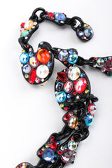 Recess Los Angeles Vintage Bill Schiffer Abstract Beaded Dangle Black Earrings Rhinestone Multicolored