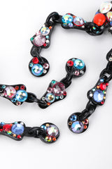 Recess Los Angeles Vintage Bill Schiffer Abstract Beaded Dangle Black Earrings Rhinestone Multicolored