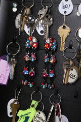 Recess Los Angeles Vintage Bill Schiffer Abstract Beaded Dangle Black Earrings Rhinestone Multicolored