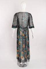 Vintage Sheer Floral Puff Sleeve Dress on Mannequin back at Recess Los Angeles