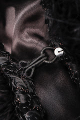 Recess Los Angeles Vintage Marabou Feather Trim Sequin Chubby Jacket