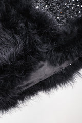 Recess Los Angeles Vintage Marabou Feather Trim Sequin Chubby Jacket
