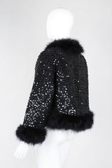 Recess Los Angeles Vintage Marabou Feather Trim Sequin Chubby Jacket