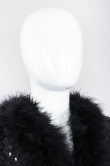 Recess Los Angeles Vintage Marabou Feather Trim Sequin Chubby Jacket