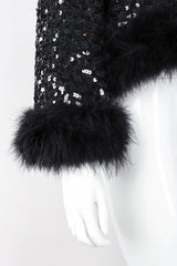 Recess Los Angeles Vintage Marabou Feather Trim Sequin Chubby Jacket