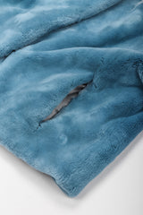 Recess Los Angeles Vintage Designer René Mongolian Trimmed Plush Fur Jacket Sky Blue