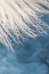 Recess Los Angeles Vintage Designer René Mongolian Trimmed Plush Fur Jacket Sky Blue