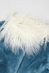 Recess Los Angeles Vintage Designer René Mongolian Trimmed Plush Fur Jacket Sky Blue