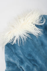 Recess Los Angeles Vintage Designer René Mongolian Trimmed Plush Fur Jacket Sky Blue