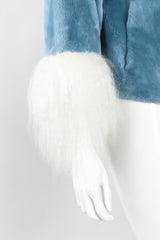 Recess Los Angeles Vintage Designer René Mongolian Trimmed Plush Fur Jacket Sky Blue