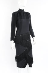 Zigzag 3-Tier Fringe Midi Dress on mannequin at Recess LA.