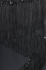 Zigzag 3-Tier Fringe Midi Dress fringe crop Recess LA.