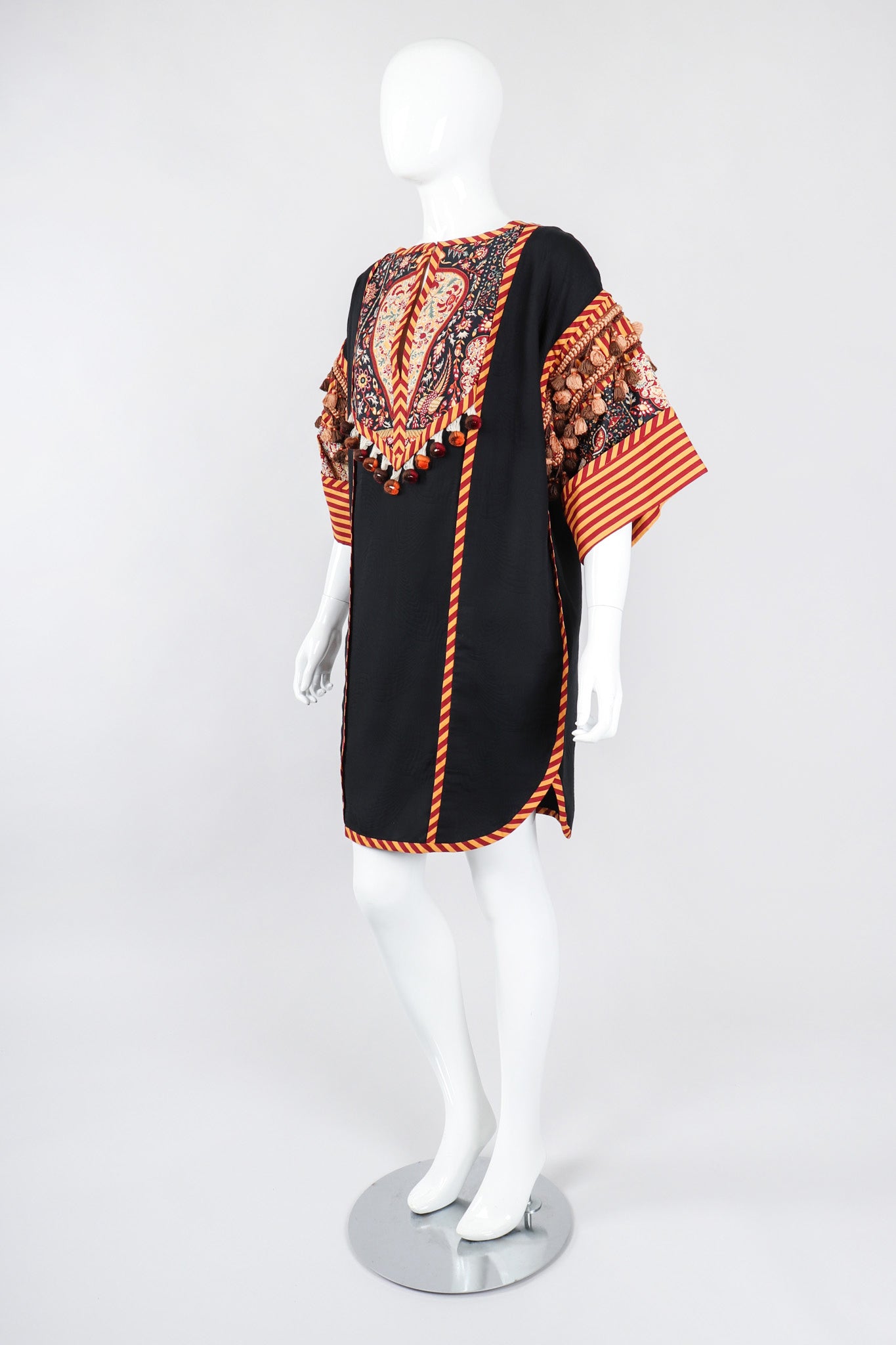 Recess Los Angeles Vintage Bob Mackie Mixed Print Cotton Tunic Dashiki Minidress