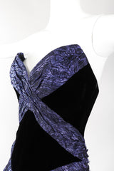 Recess Los Angeles Vintage Bob Mackie Velvet Lamé Corset Gown