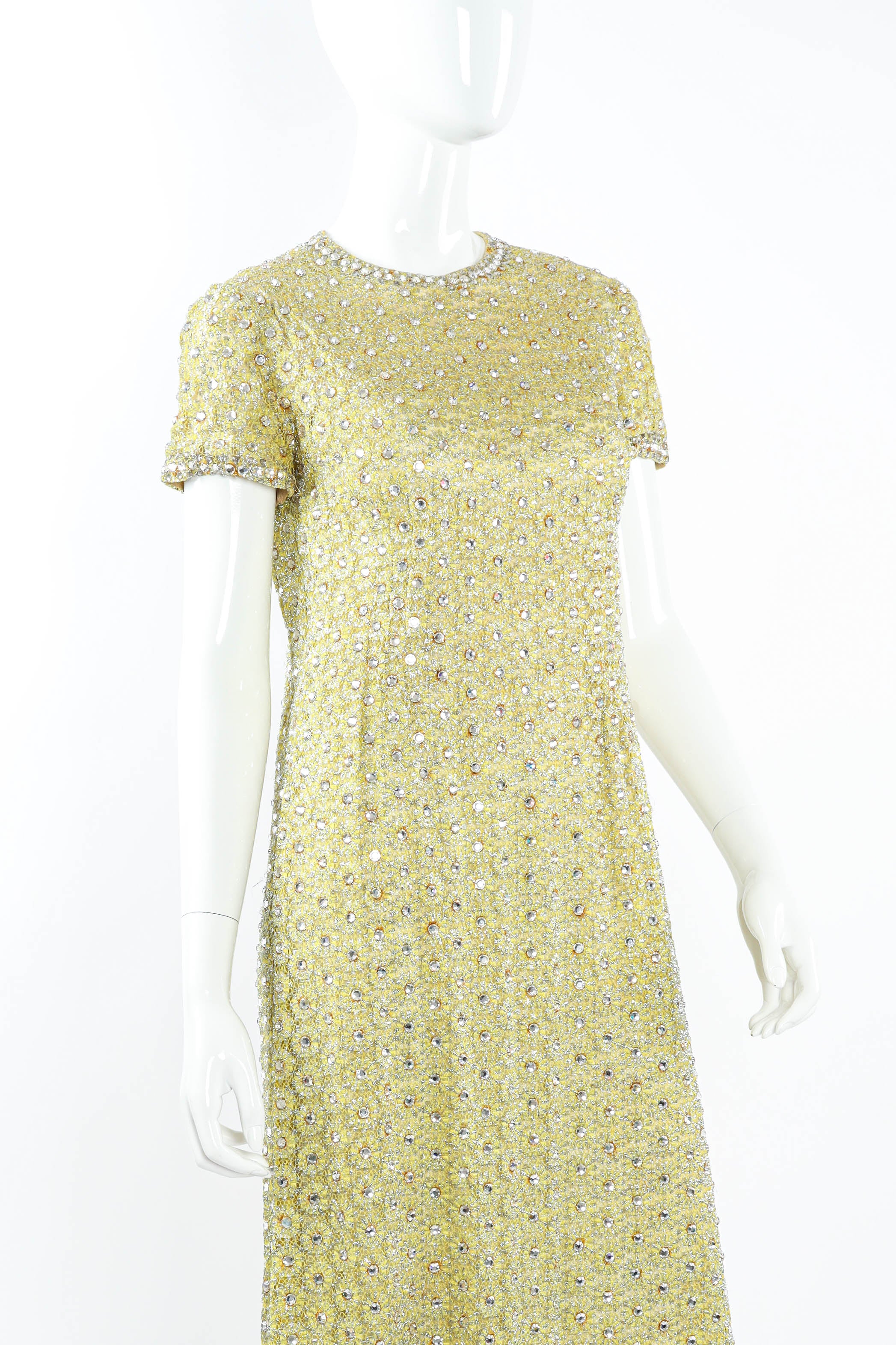 Vintage Bonwit Teller Rhinestone Dotted Dress mannequin close up  @ Recess LA