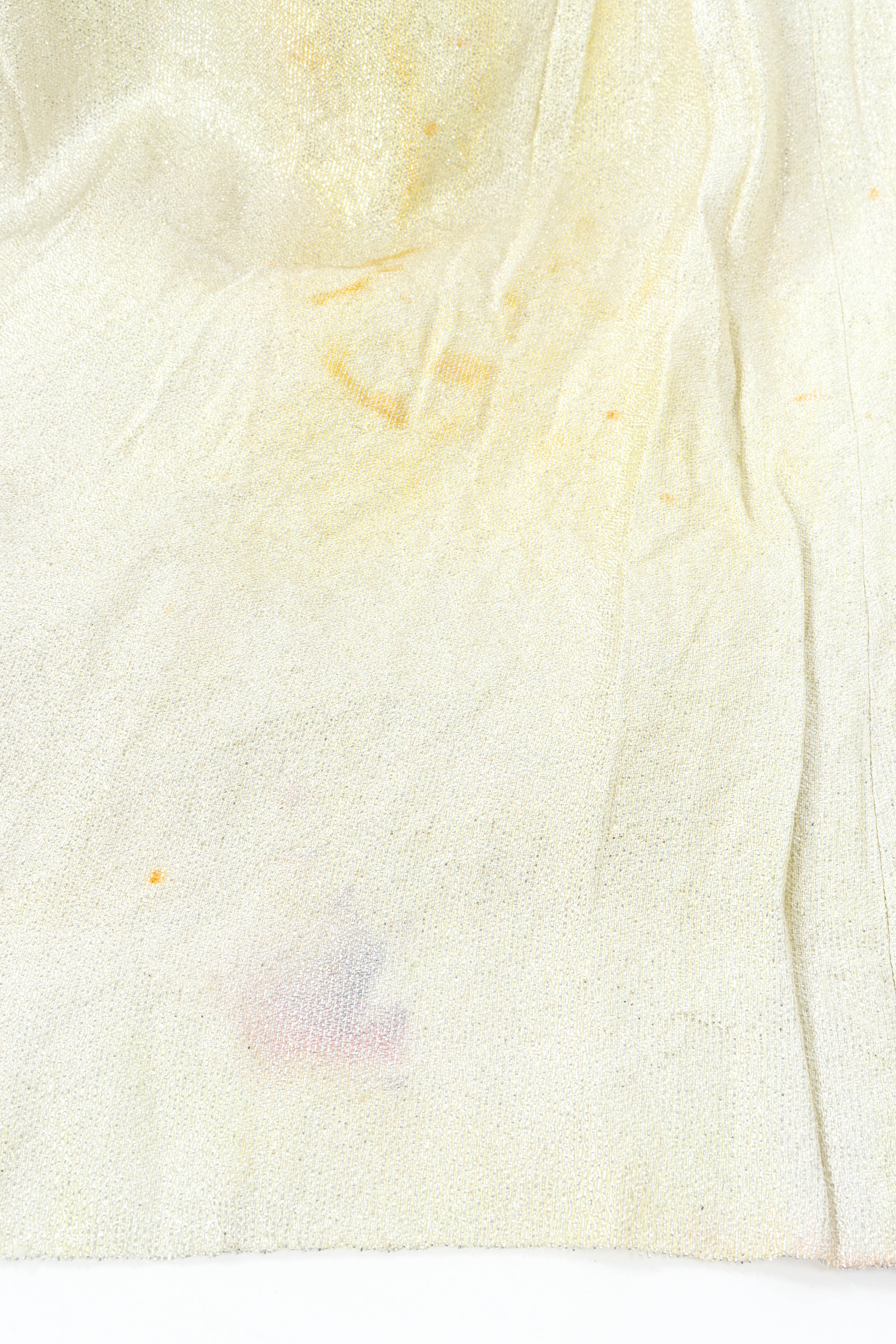Vintage Bonwit Teller Rhinestone Dotted Dress beige liner hem stain @ Recess LA