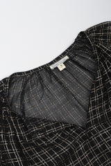 Recess Los Angeles Vintage Bonwit Teller Sheer Lamé Grid Peasant Blouse