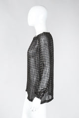Recess Los Angeles Vintage Bonwit Teller Sheer Lamé Grid Peasant Blouse