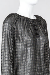 Recess Los Angeles Vintage Bonwit Teller Sheer Lamé Grid Peasant Blouse