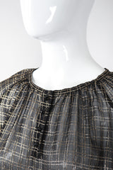 Recess Los Angeles Vintage Bonwit Teller Sheer Lamé Grid Peasant Blouse