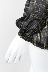 Recess Los Angeles Vintage Bonwit Teller Sheer Lamé Grid Peasant Blouse