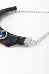 Recess Los Angeles Vintage Unsigned Swarovski A/B Crystal Carved Collar Resin Necklace
