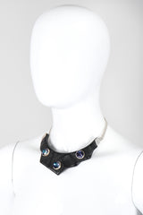 Recess Los Angeles Vintage Unsigned Swarovski A/B Crystal Carved Collar Resin Necklace