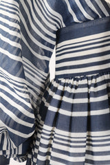Recess Los Angeles Vintage Geoffrey Beene Sheer Striped Balloon Sleeve Dress