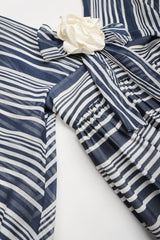 Recess Los Angeles Vintage Geoffrey Beene Sheer Striped Balloon Sleeve Dress