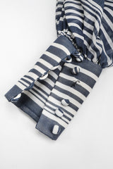 Recess Los Angeles Vintage Geoffrey Beene Sheer Striped Balloon Sleeve Dress