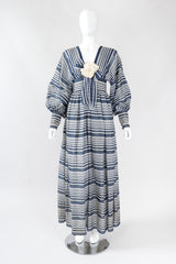 Recess Los Angeles Vintage Geoffrey Beene Sheer Striped Balloon Sleeve Dress