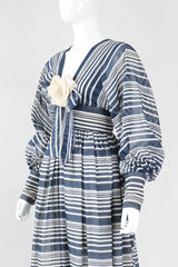 Recess Los Angeles Vintage Geoffrey Beene Sheer Striped Balloon Sleeve Dress