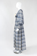 Recess Los Angeles Vintage Geoffrey Beene Sheer Striped Balloon Sleeve Dress