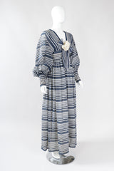 Recess Los Angeles Vintage Geoffrey Beene Sheer Striped Balloon Sleeve Dress