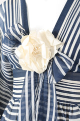 Recess Los Angeles Vintage Geoffrey Beene Sheer Striped Balloon Sleeve Dress