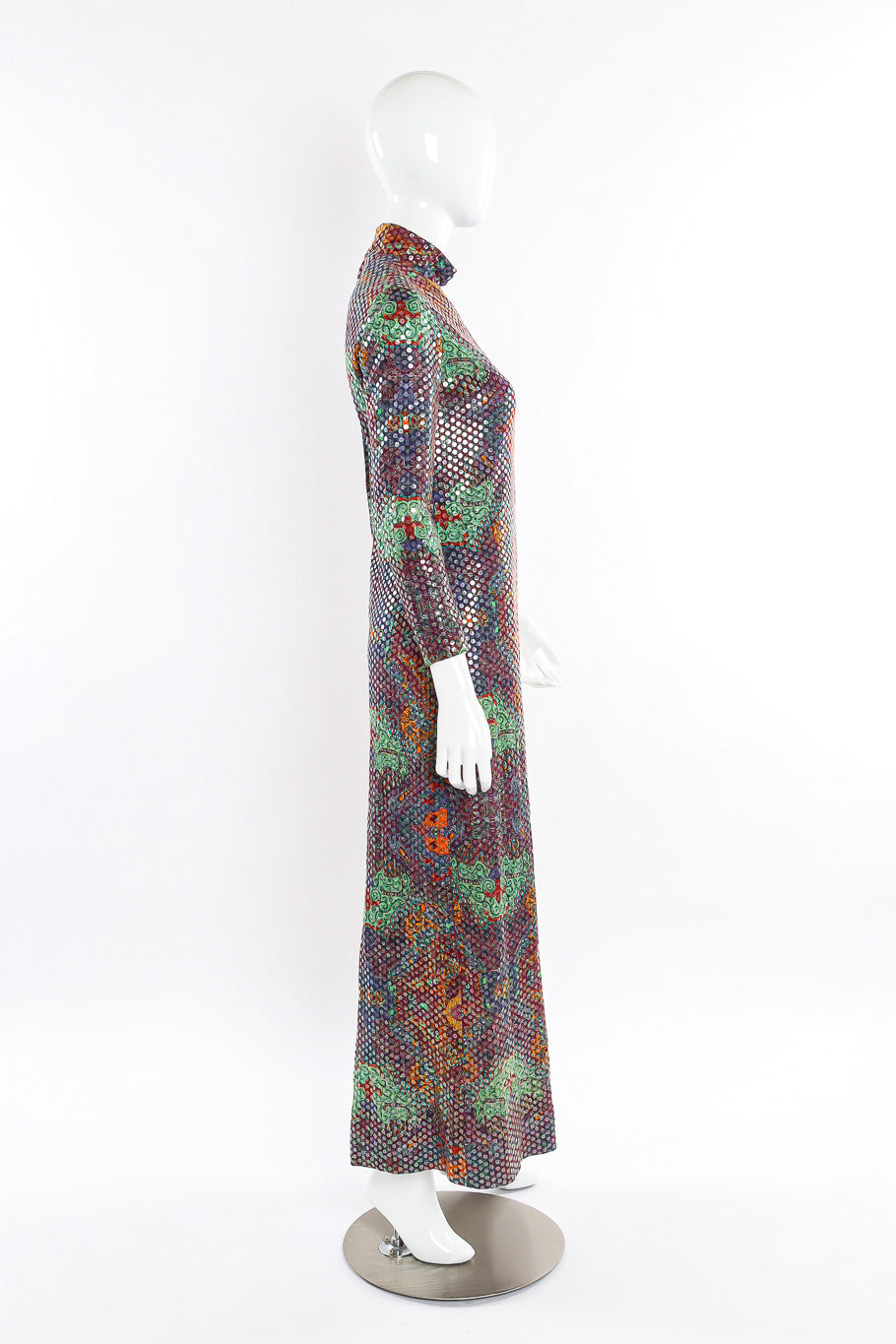 Maxi slit dress by Malcolm Starr for Creeds mannequin side @recessla
