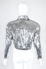 Recess Designer Consignment Vintage Cache Silver Sequin Disco Ball Jean Jacket Los Angeles Resale