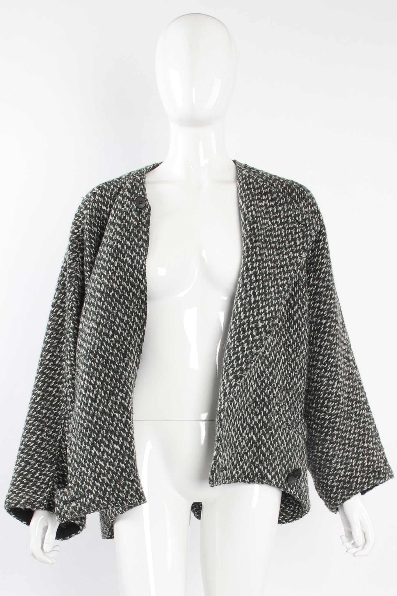 Vintage Calla Asymmetrical Speckled Cocoon Jacket on Mannequin open at Recess Los Angeles