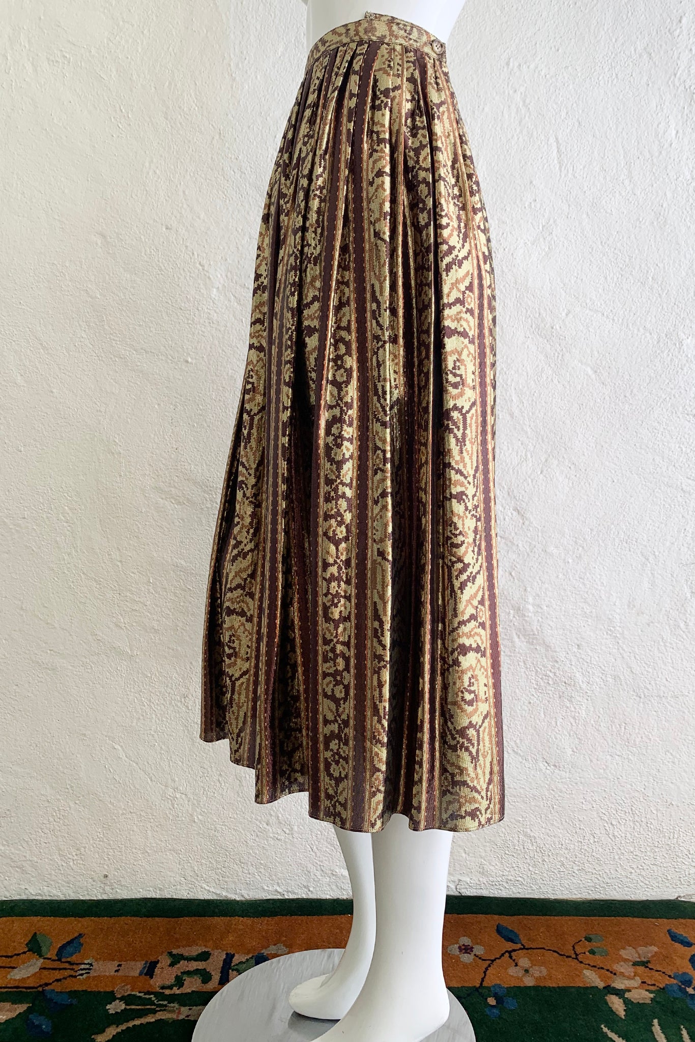 Vintage Calvin Klein Metallic Ikat Skirt Set on Mannequin Side at Recess Los Angeles