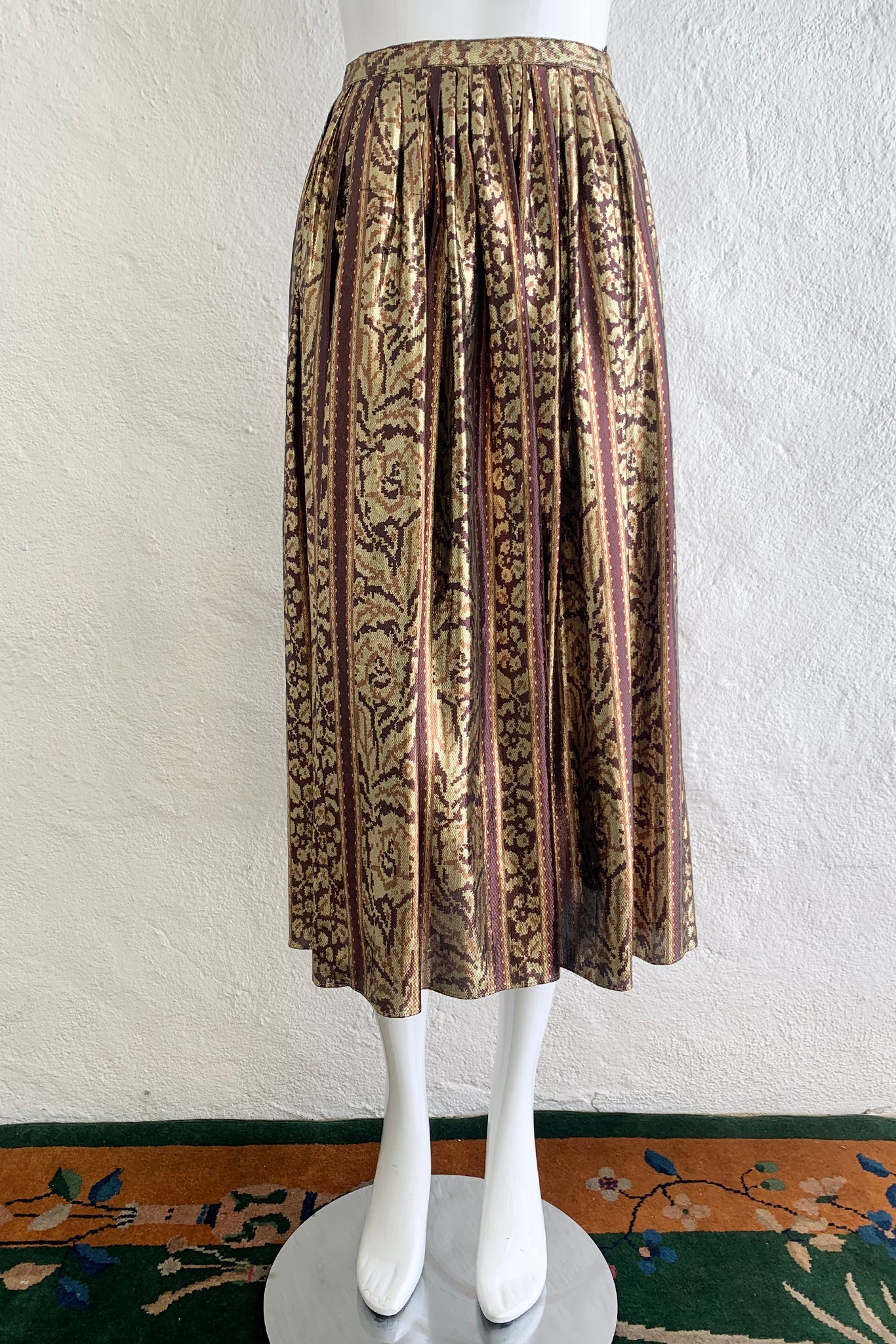 Vintage Calvin Klein Metallic Ikat Skirt Set on Mannequin Front at Recess Los Angeles