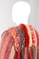 Recess Los Angeles Vintage Carpiccio Sherbet Striped Knit Mohair Duster Sweater Coat