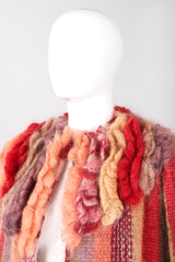 Recess Los Angeles Vintage Carpiccio Sherbet Striped Knit Mohair Duster Sweater Coat