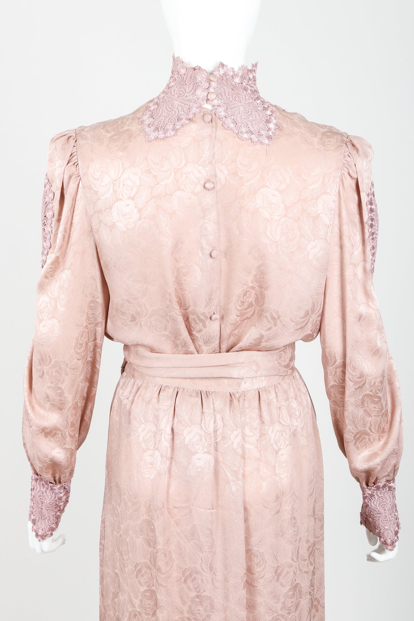 Vintage Capriccio Lace Trimmed Blouse & Skirt Set on Mannequin Back Detail at Recess Los Angeles