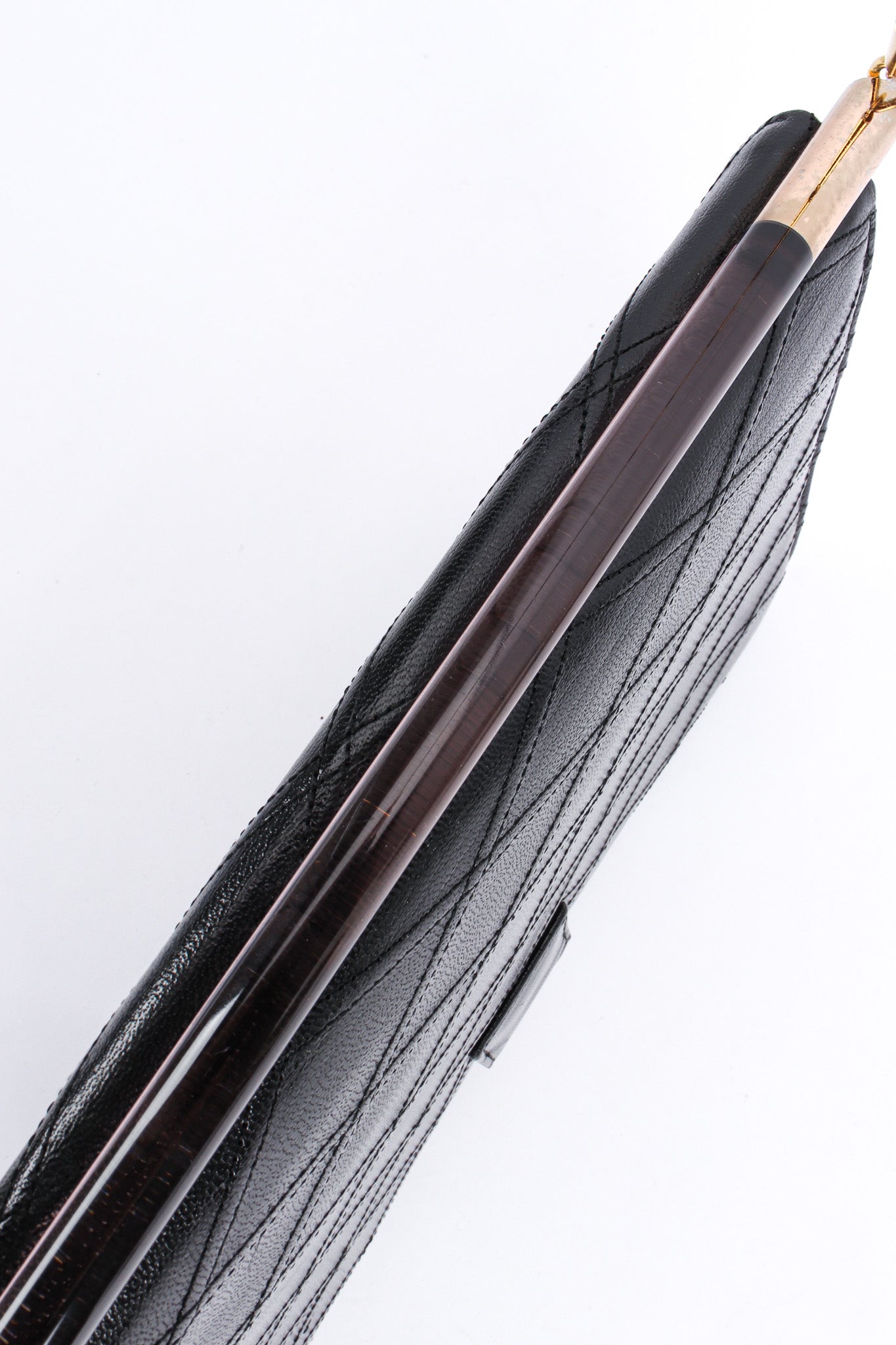 Vintage Pierre Cardin Quilted Leather Envelope Clutch top acrylic rod  @ Recess LA