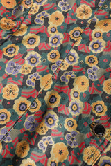 Recess Los Angeles Vintage Carlos Falchi Floral Leather Painted Jacket Collarless Button Down