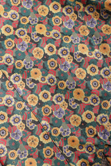 Recess Los Angeles Vintage Carlos Falchi Floral Leather Painted Jacket Collarless Button Down