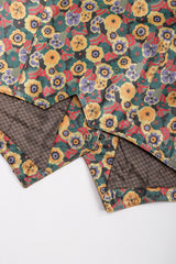 Recess Los Angeles Vintage Carlos Falchi Floral Leather Painted Jacket Collarless Button Down